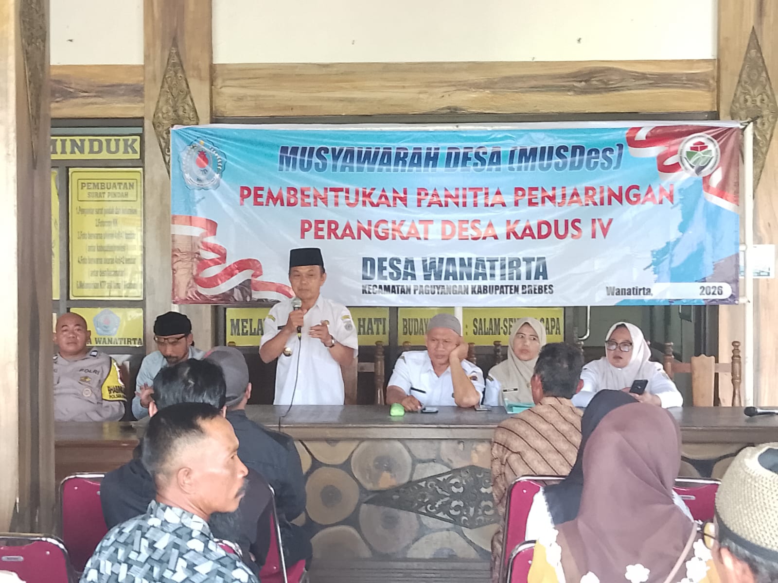 Musyawarah Desa pembentukan panitia penjaringan perangkat Desa Wanatirta Kadus IV