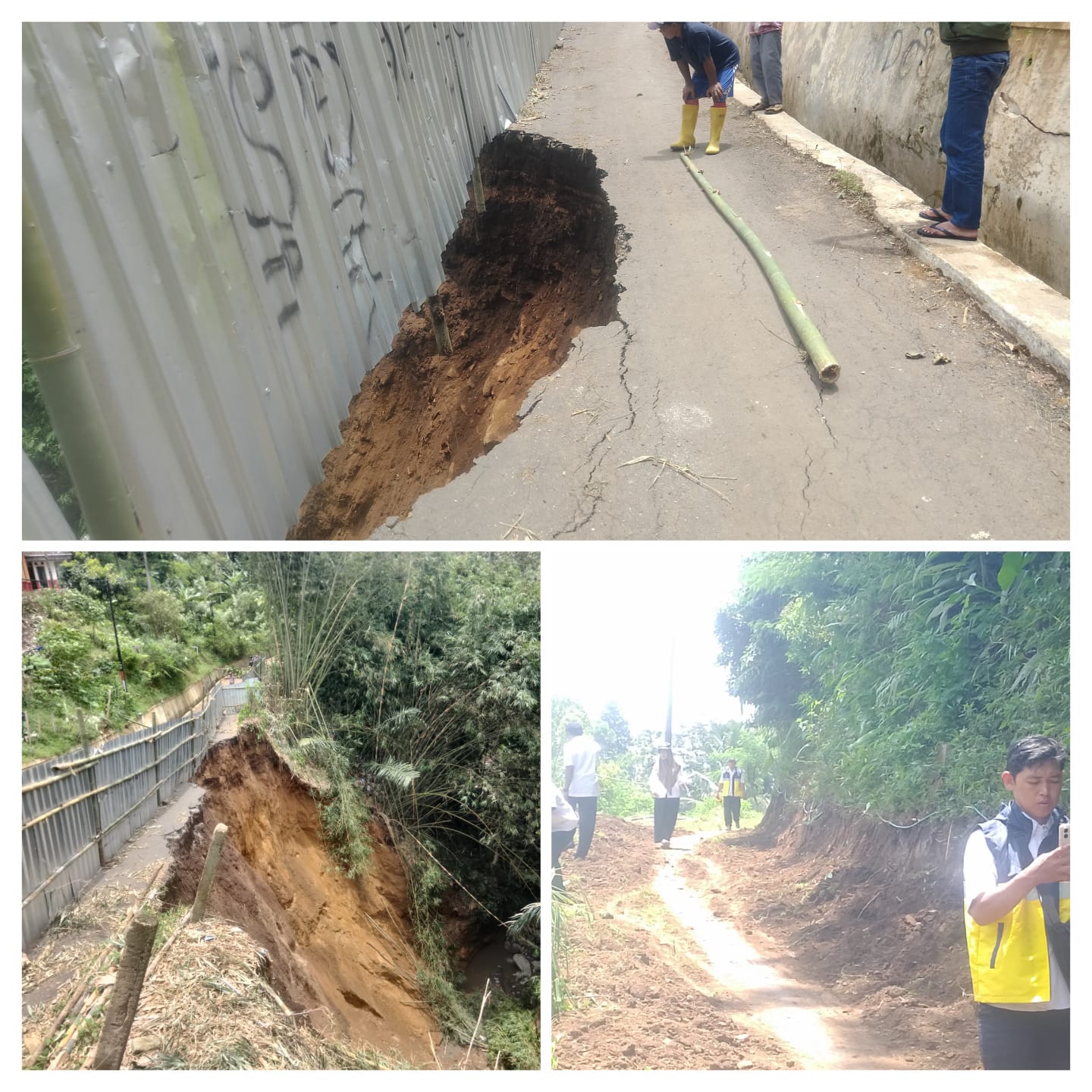 Hujan Deras Picu Jalan Putus dan Lokasi Longsor di Cilibur, Forkopimcam Paguyangan Turun Langsung