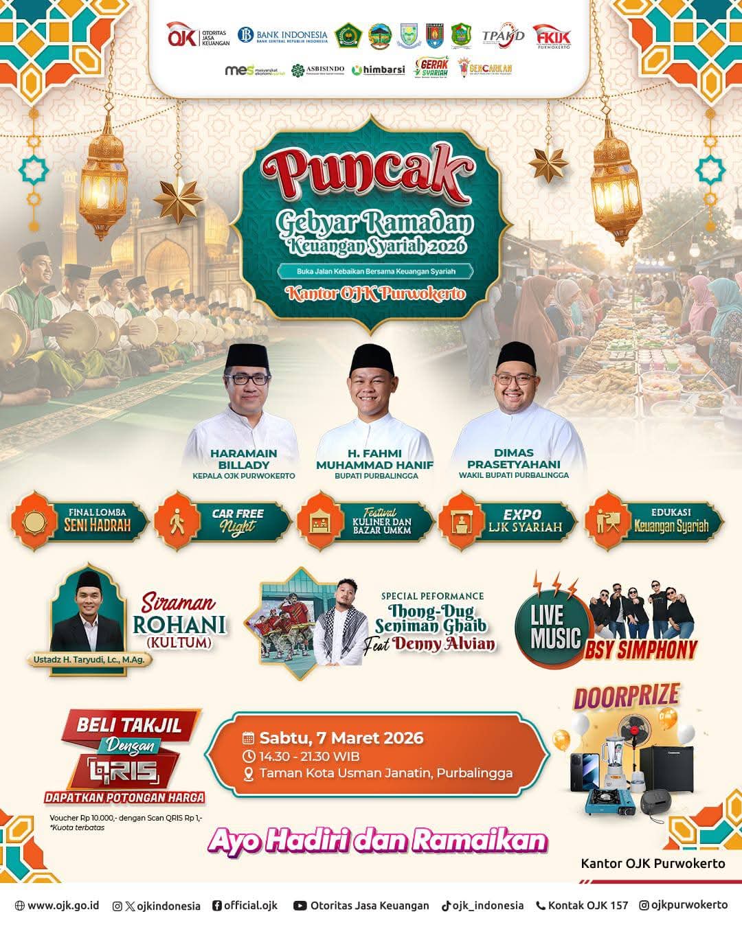 Gebyar Ramadhan Keuangan Syariah 2026 Meriahkan Purbalingga, Kolaborasi OJK, Bank Indonesia dan Pemerintah Daerah Kabupaten Purbalingga Perkuat Ekonomi Syariah