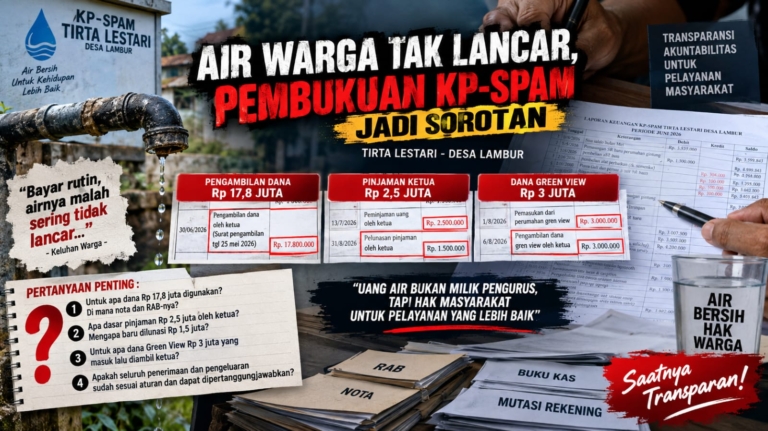 Air Warga Tak Lancar, Pembukuan KP-SPAM Tirta Lestari Disorot: Rp17,8 Juta hingga “Pinjaman Ketua” Dipertanyakan