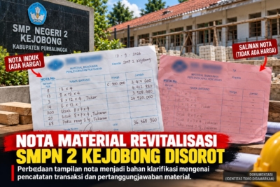Nota Material Revitalisasi SMPN 2 Kejobong Disorot, Perbedaan Dokumen Perlu Diklarifikasi